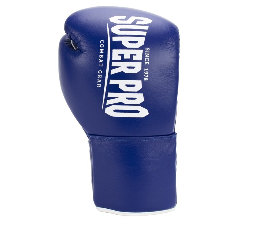 Super Pro Combat Gear Winner Wedstrijdhandschoenen Veter 10 oz  blauw - wit