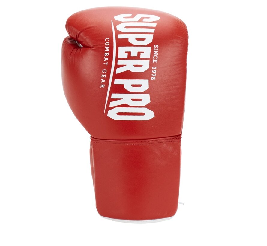 Super Pro Combat Gear Winner Wedstrijdhandschoenen Veter, rood - wit