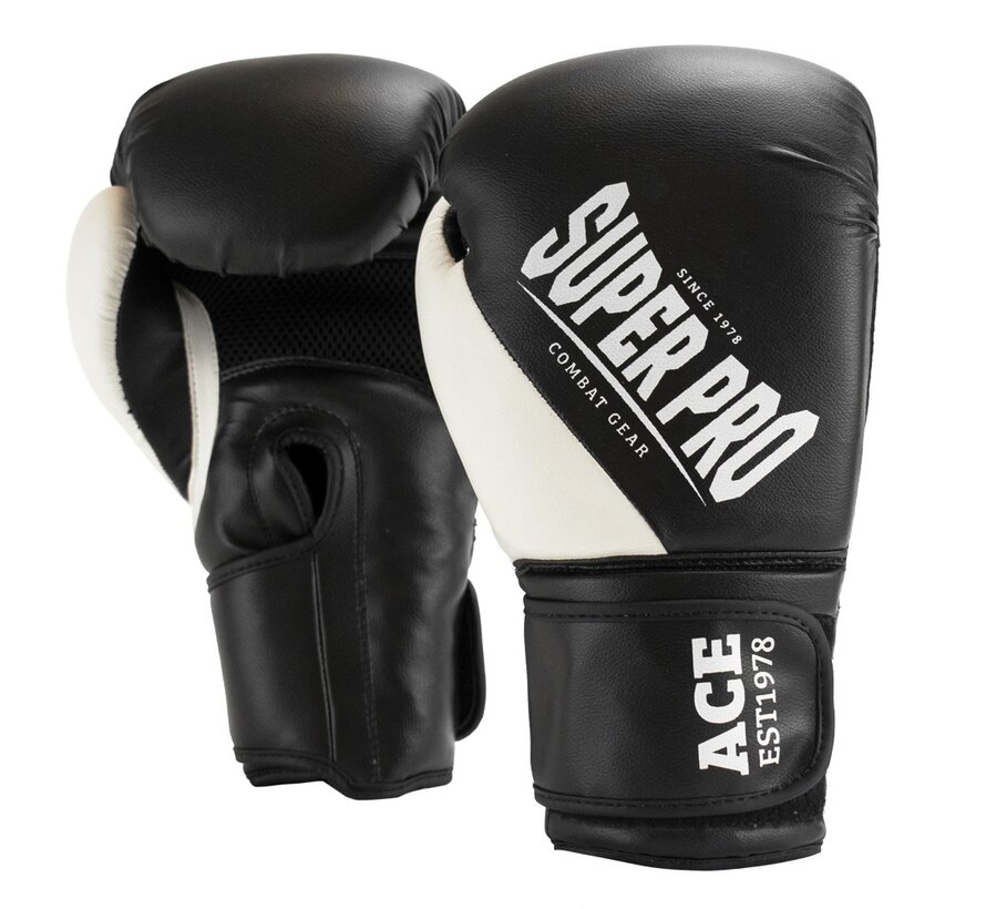 Super Pro Combat Gear Ace (kick)bokshandschoenen, Zwart,Wit