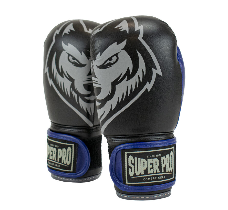 Super Pro Combat Gear Bokshandschoenen Kids, Blauw,Grijs,Zwart