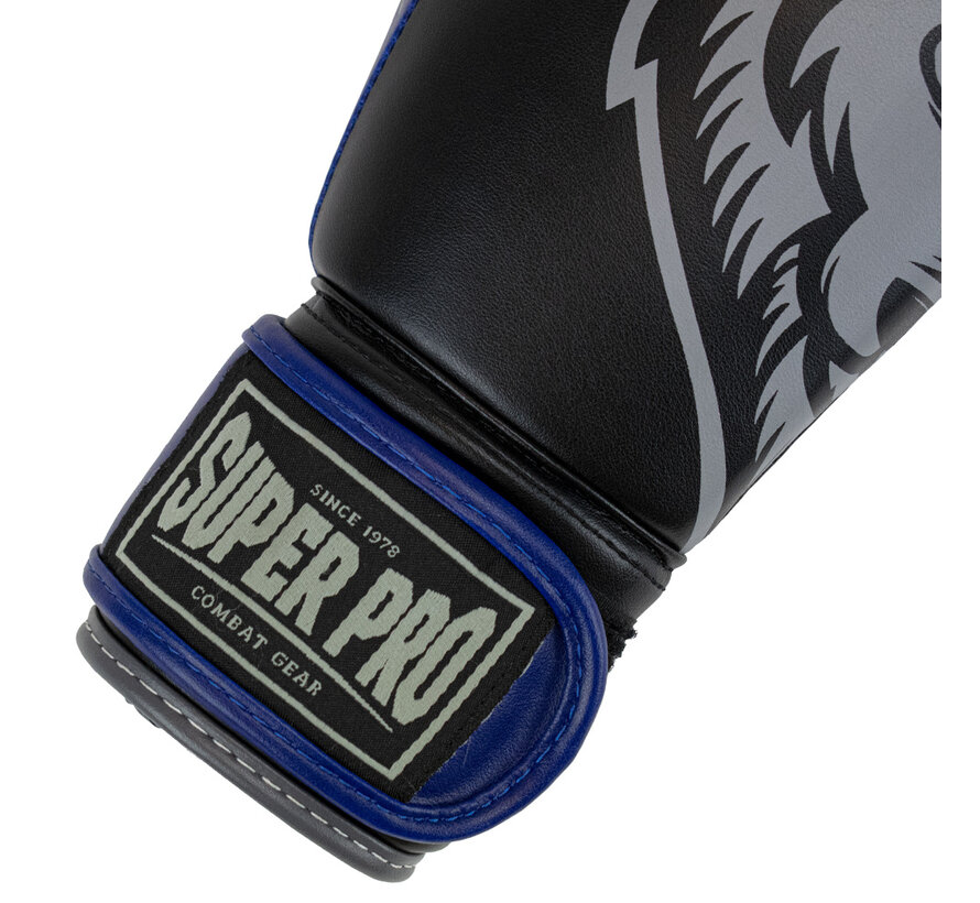 Super Pro Combat Gear Bokshandschoenen Kids, Blauw,Grijs,Zwart