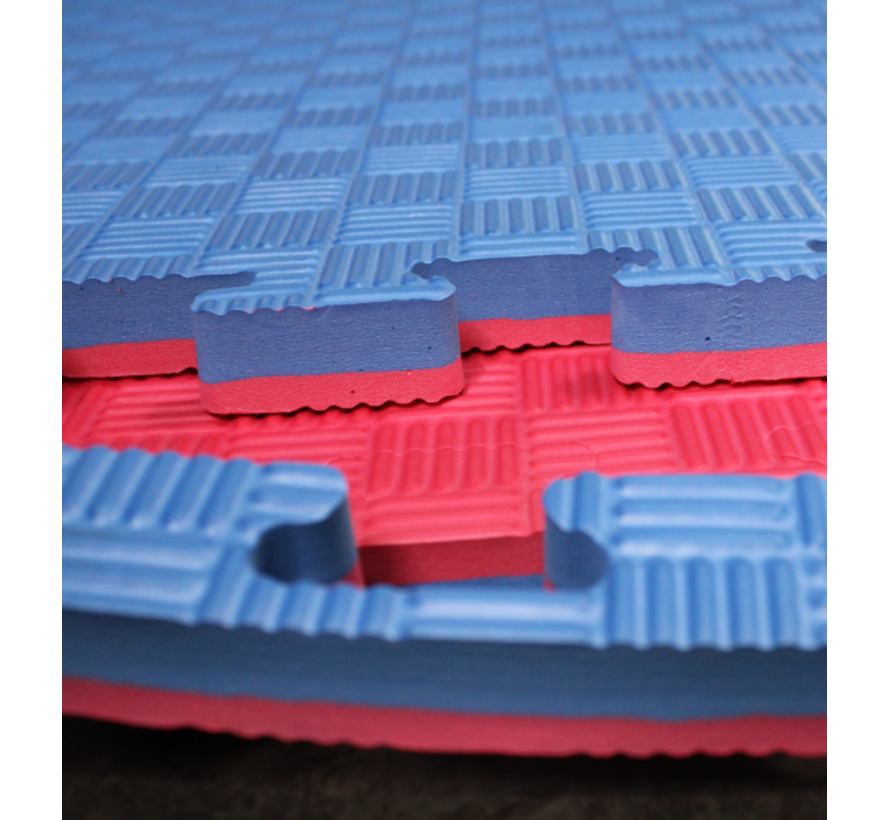 Puzzelmat 1 x 1 m sport 2CM Blauw/Rood - met staffelkorting