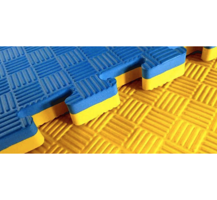 Puzzelmat sport 2CM Blauw/Geel - met staffelkorting