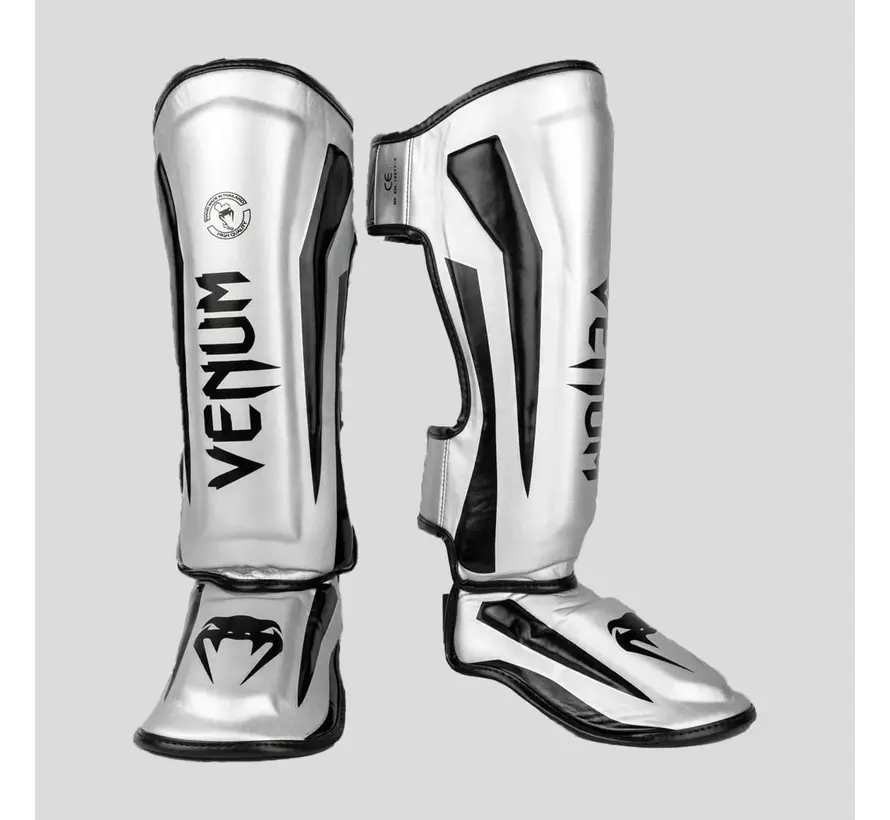 Venum Elite Stand-up scheenbeschermers Zilver/Zwart