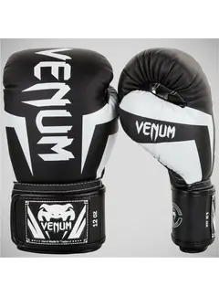 Venum Zwart/witte Venum Elite-bokshandschoenen