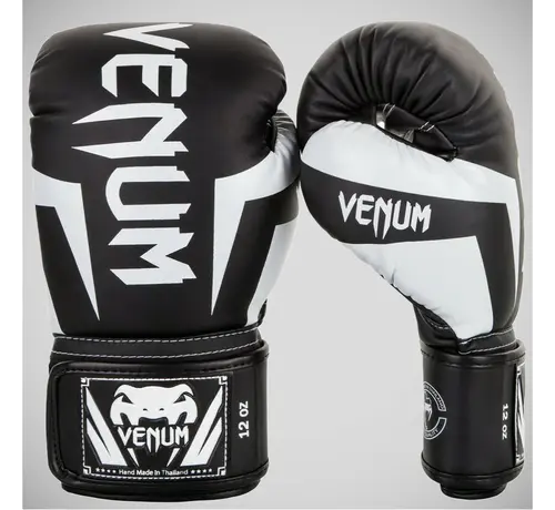 Venum Zwart/witte Venum Elite-bokshandschoenen