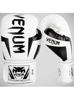 Venum Witte/zwarte Venum Elite-bokshandschoenen