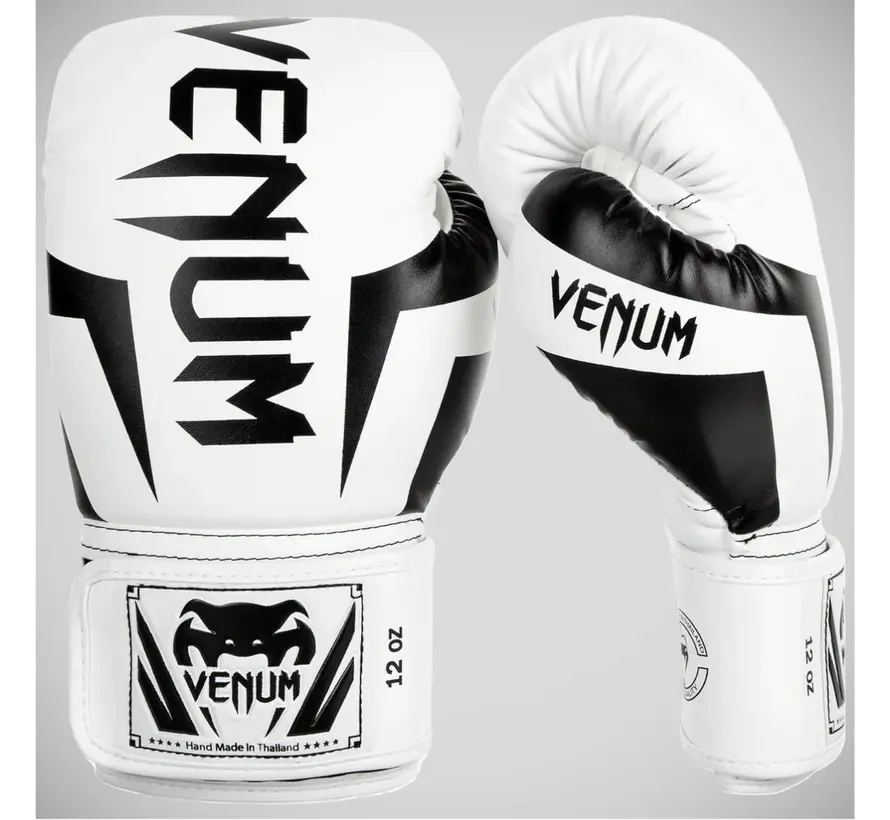 Witte/zwarte Venum Elite-bokshandschoenen