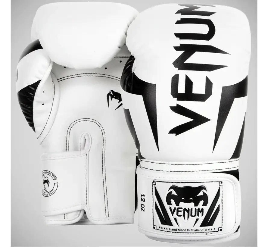 Witte/zwarte Venum Elite-bokshandschoenen