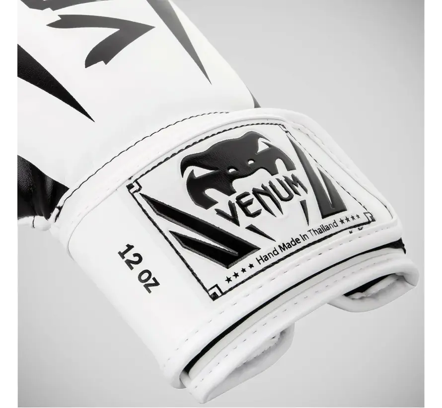 Witte/zwarte Venum Elite-bokshandschoenen