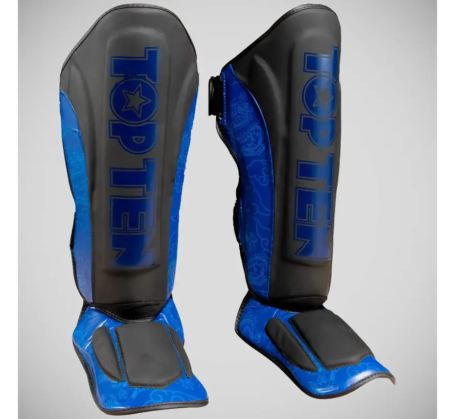 Top Ten Dragon Shin- en wreefbeschermer zwart/blauw