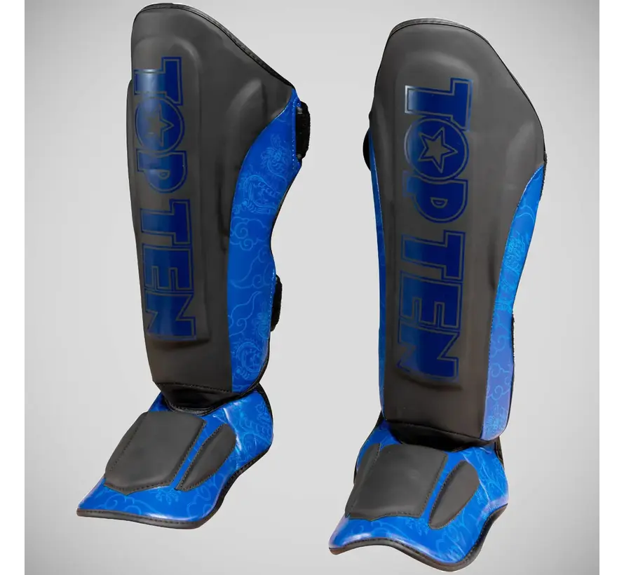Top Ten Dragon Shin- en wreefbeschermer zwart/blauw
