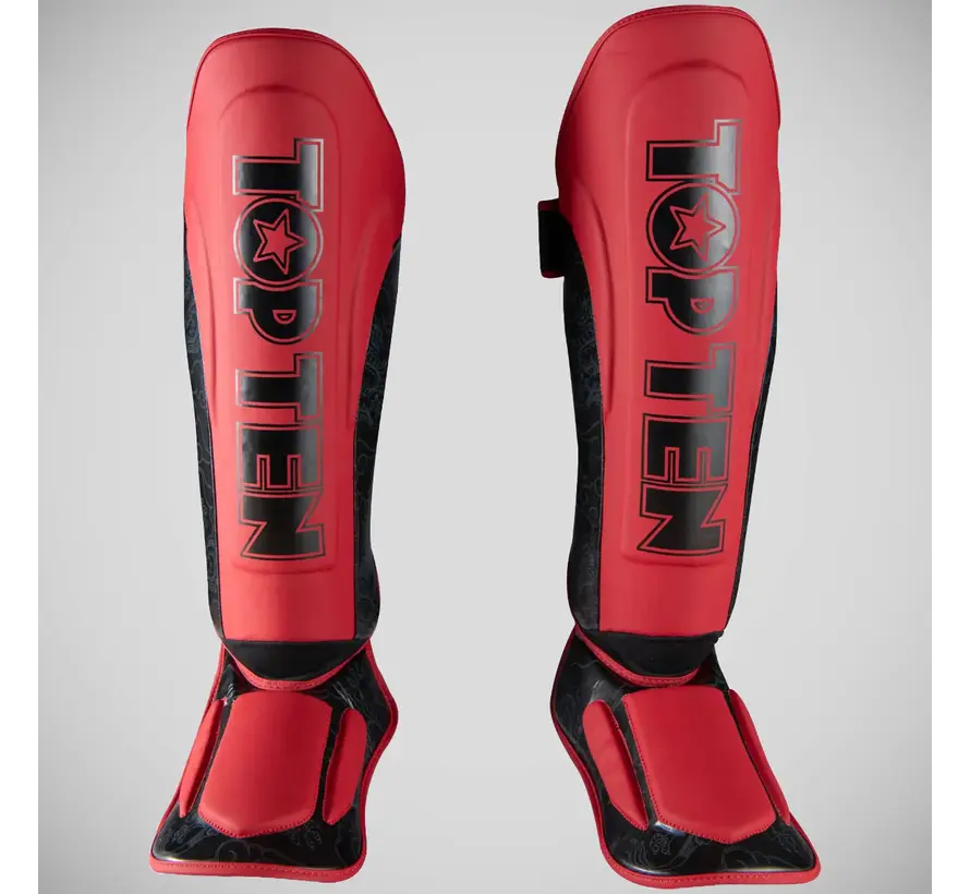 Top Ten Dragon Shin- en wreefbeschermer rood/zwart