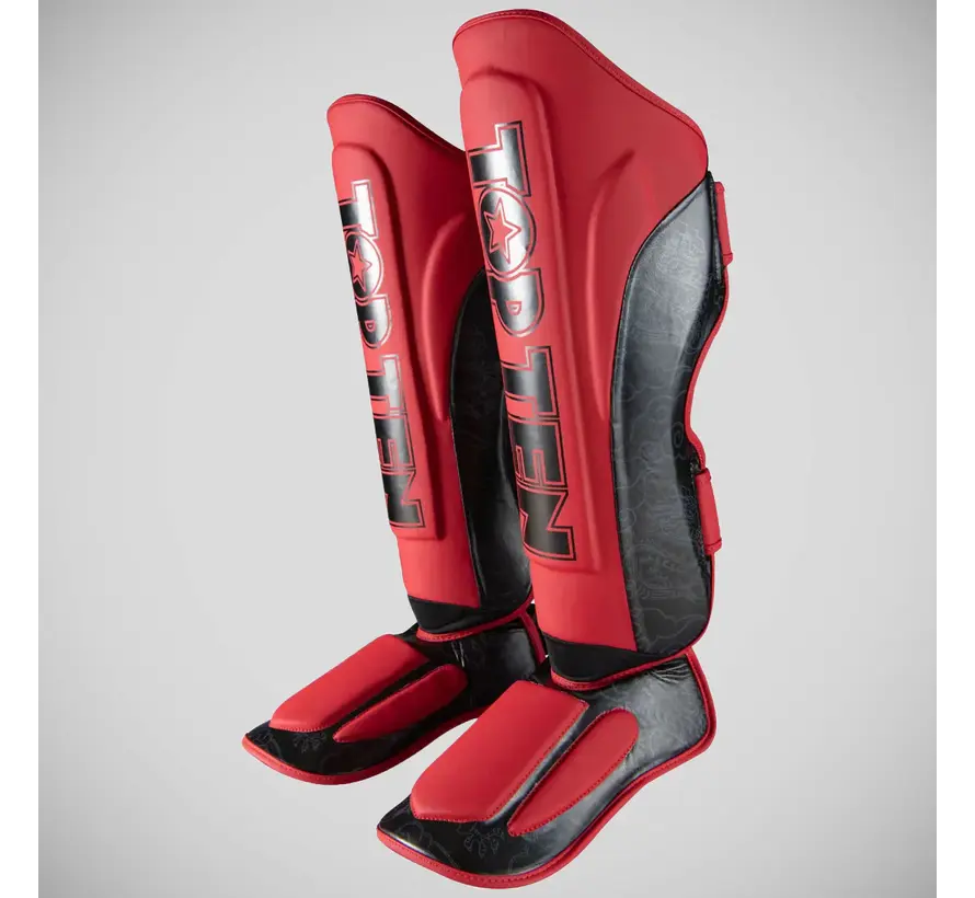 Top Ten Dragon Shin- en wreefbeschermer rood/zwart