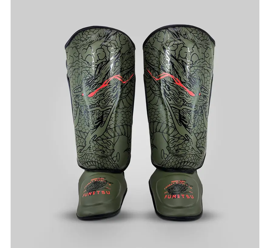 Fumetsu Dragon Slayer scheenbeschermers kaki/oranje