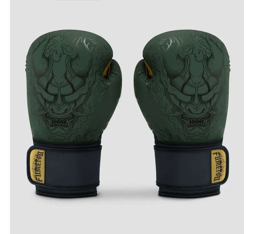 Fumetsu Oni-bokshandschoenen kaki/zwart/goud