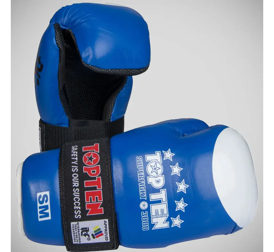 Blauwe Top Ten Open Hand Superfight ITF-handschoenen