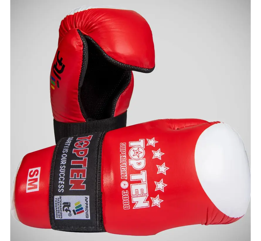 Red Top Ten Open Hand Superfight ITF-handschoenen