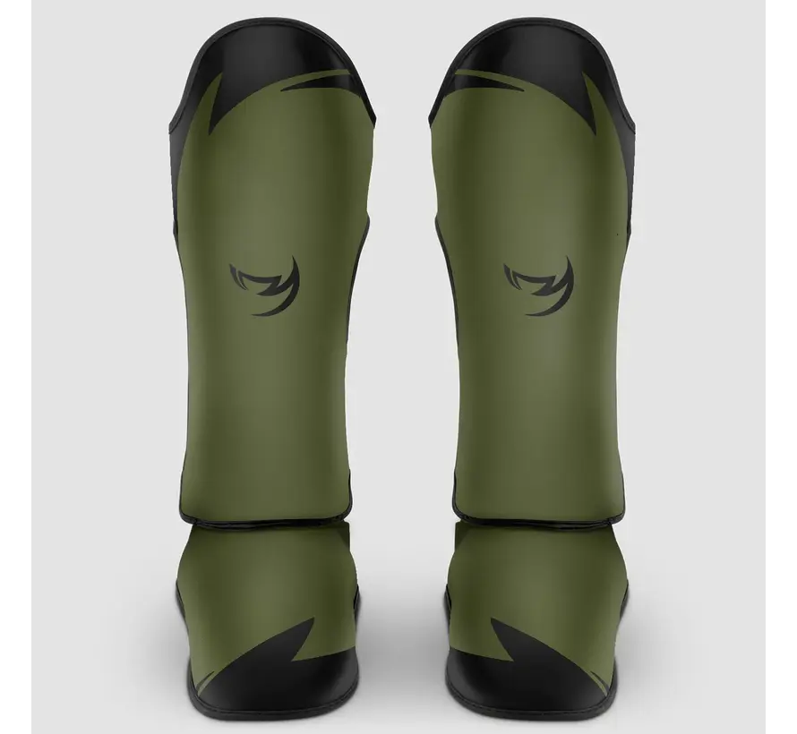 Kaki/zwarte Fumetsu Ghost S3 Thaise scheenbeschermers