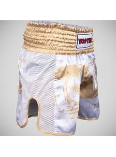 Top Ten Top Ten Power Ink Golden Star kickboksbroek Wit/Goud
