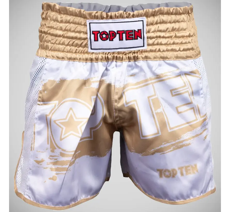 Top Ten Power Ink Golden Star kickboksbroek Wit/Goud