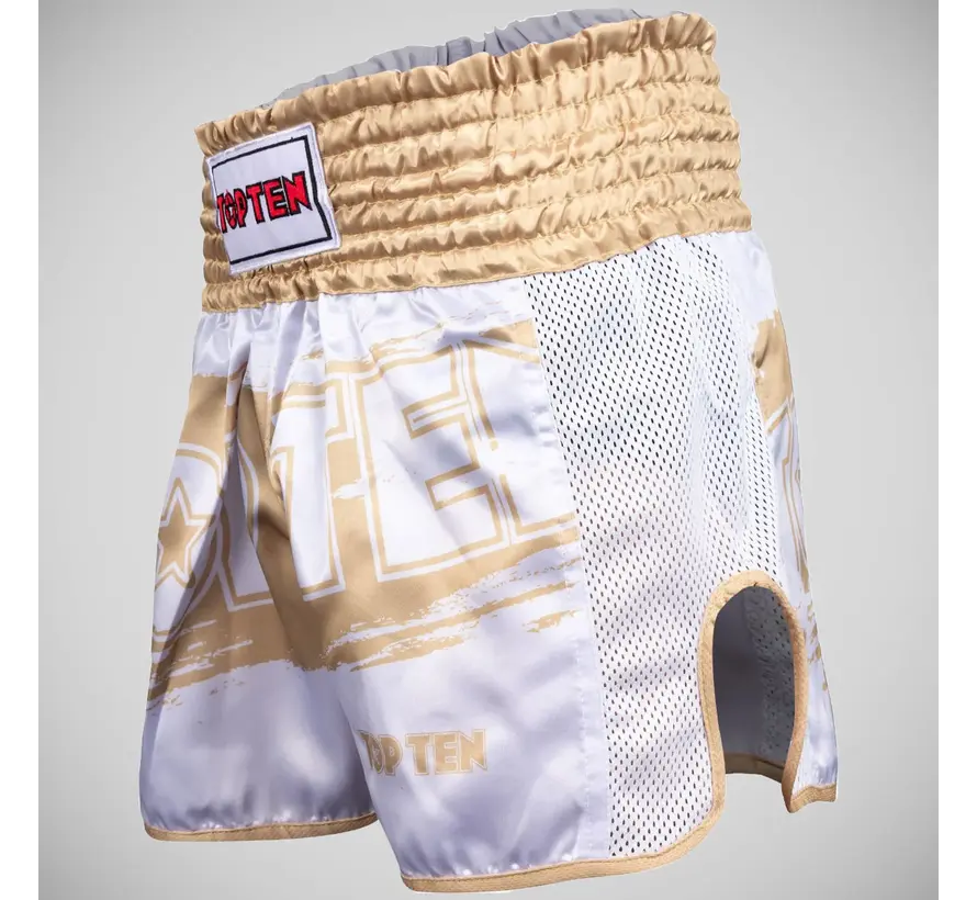 Top Ten Power Ink Golden Star kickboksbroek Wit/Goud