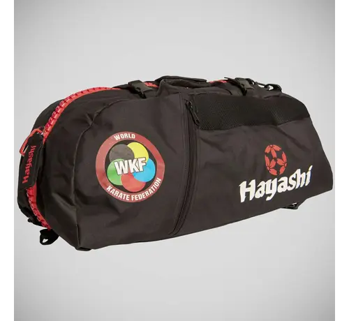 Hayashi Zwart/rode Hayashi WKF sporttas-rugzak