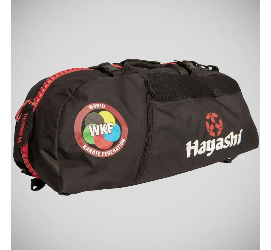 Zwart/rode Hayashi WKF sporttas-rugzak