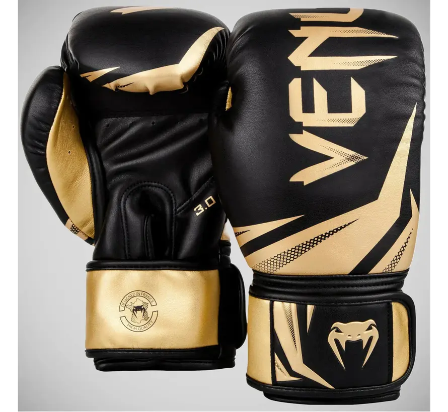 Black/Gold Venum Challenger 3.0 Boxing Gloves