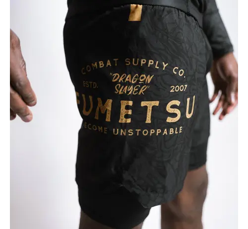 Fumetsu Fumetsu Dragon Slayer dubbellaagse korte broek zwart/goud