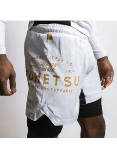 Fumetsu Fumetsu Dragon Slayer dubbellaagse korte broek wit/zwart/goud