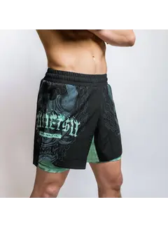 Fumetsu Fumetsu Oni dubbellaagse korte broek zwart/blauw/mint