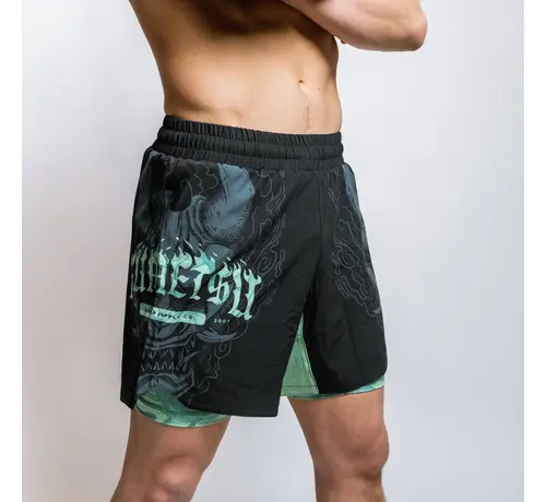 Fumetsu Fumetsu Oni dubbellaagse korte broek zwart/blauw/mint