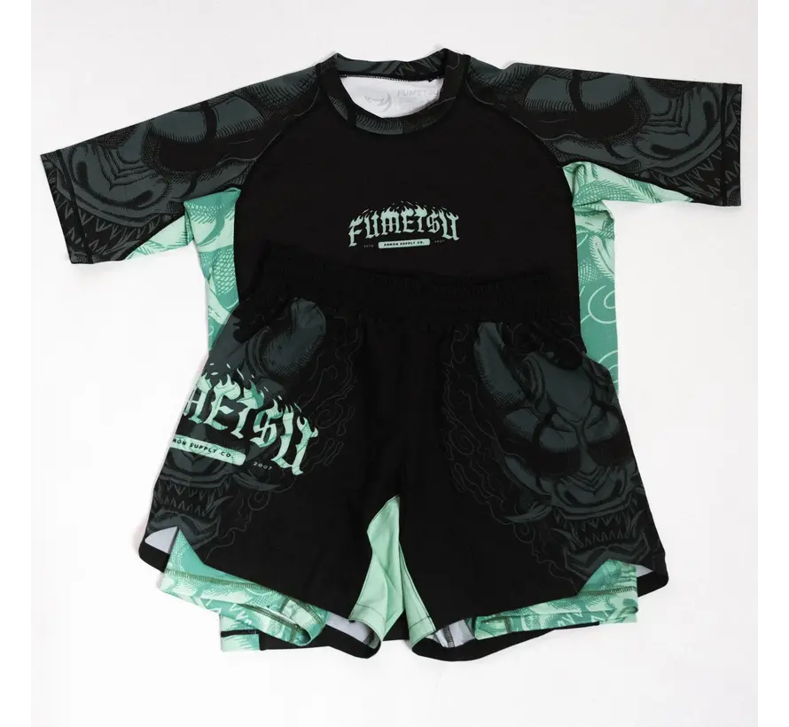 Fumetsu Oni dubbellaagse korte broek zwart/blauw/mint