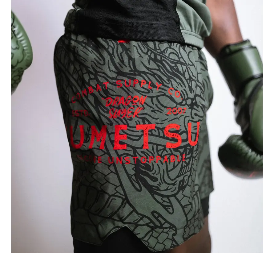 Fumetsu Dragon Slayer dubbellaagse korte broek kaki/oranje