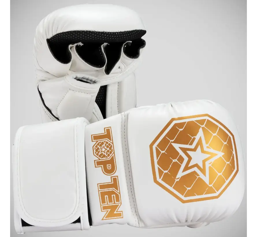 Top Ten Contender MMA-sparringhandschoenen wit/goud
