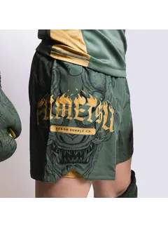 Fumetsu Fumetsu Oni korte broek met dubbele laag, kaki/goud/zwart