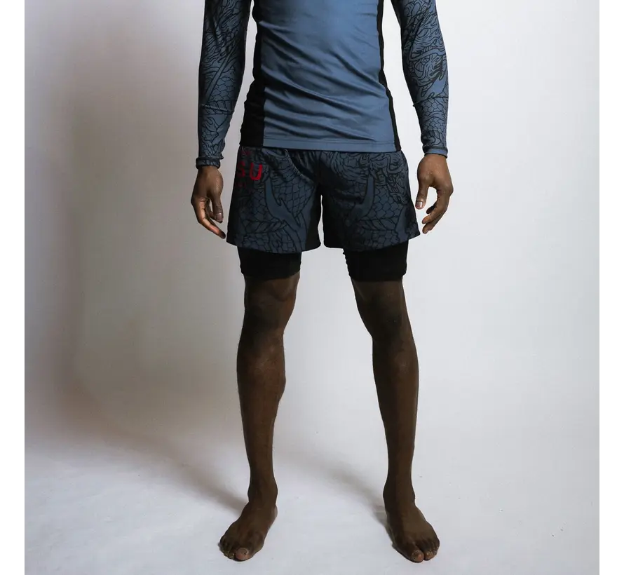 Fumetsu Dragon Slayer dubbellaagse korte broek blauw/zwart/rood