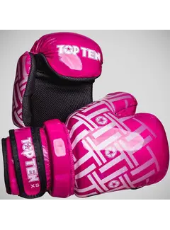 Top Ten Roze/witte Top Ten Superlight Prism glanzende Pointfighter-handschoenen