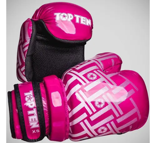 Top Ten Roze/witte Top Ten Superlight Prism glanzende Pointfighter-handschoenen