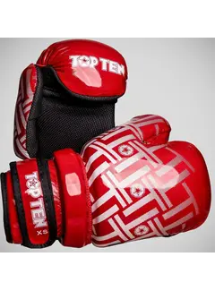Top Ten Rood/witte Top Ten Superlight Prism glanzende Pointfighter-handschoenen