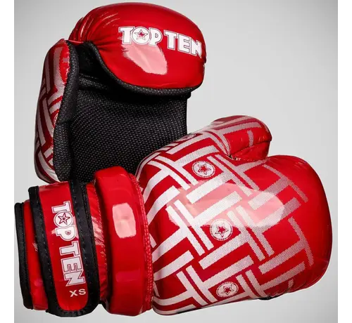 Top Ten Rood/witte Top Ten Superlight Prism glanzende Pointfighter-handschoenen