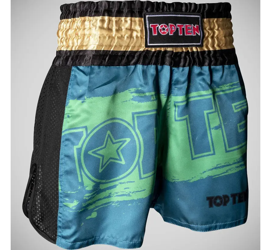 Top Ten Power Ink kickbokshort groen/goud