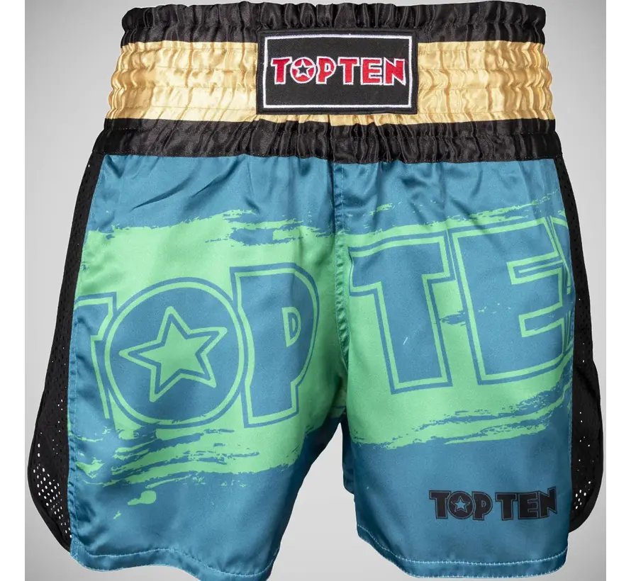 Top Ten Power Ink kickbokshort groen/goud