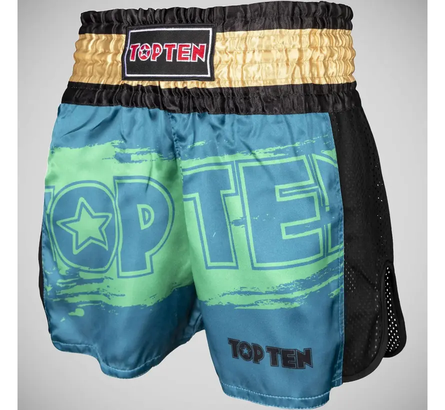 Top Ten Power Ink kickbokshort groen/goud