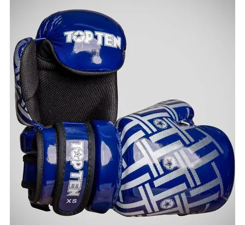 Top Ten Blauw/witte Top Ten Superlight Prism glanzende Pointfighter-handschoenen