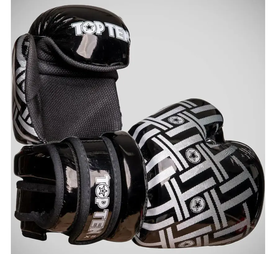 Zwart/witte Top Ten Superlight Prism glanzende Pointfighter-handschoenen