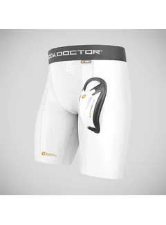 Shock Doctor Witte Shock Doctor Core compressieshort met Bioflex-beschermer