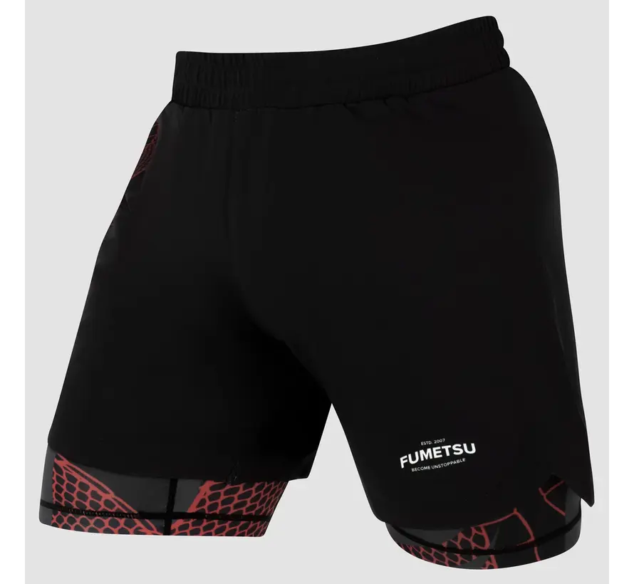 Zwart/rode Fumetsu Anaconda vechtshort met dubbele laag
