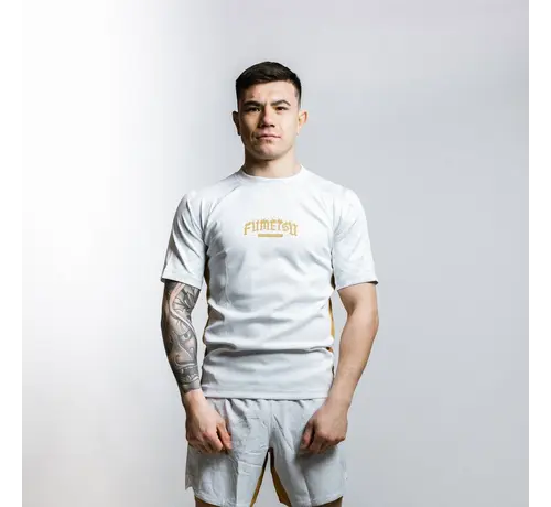 Fumetsu Fumetsu Oni rashguard met korte mouwen, wit/goud/grijs